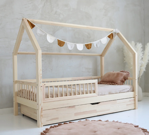 Hudson hussäng 90x190, natur färg, med utdragbar extrasäng för övernattningsgäster