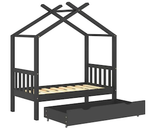 VidaXL hussäng med låda utdragen i mörkgrå massiv furu 70x140 cm – praktisk förvaring för leksaker och kläder