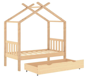 VidaXL hussäng med förvaringslåda i naturfärgad massiv furu 70x140 cm – mysig trädkoja i barnrummet
