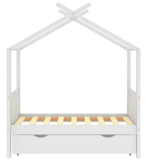 Inredd VidaXL hussäng med låda i vit 80x160 cm – med sängkläder och mysig koja-känsla för barn